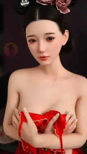 SHEDOLL アショ 158cm｜Cカップ｜赤シルクキャミソール風｜美しい細腰アジア美人｜発熱ボディ+植毛カスタム｜純欲系ガールフレンド同棲